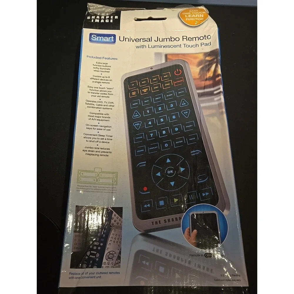 Jumbo Remote With Luminescent Touch Pad NEW‎ IN BOX Sharper Image Universal